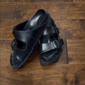 Birkenstock Black Two-Buckle Slide Sandals